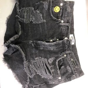 Agolde black denim shorts